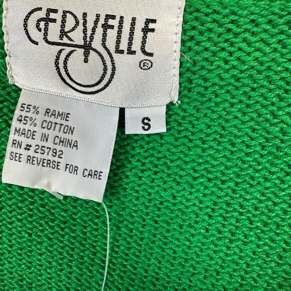Cervelle Sweater Womens Size S Green Ramie Blend Beaded Embellished Button Front - Picture 5 of 15